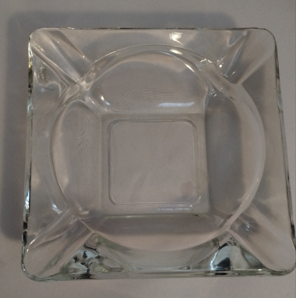 Vintage Clear Glass Square Ashtray